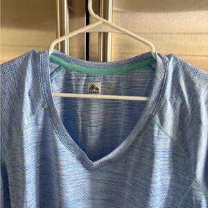 RBX Blue Heather V-Neck Athletic Tee with Aqua Trim